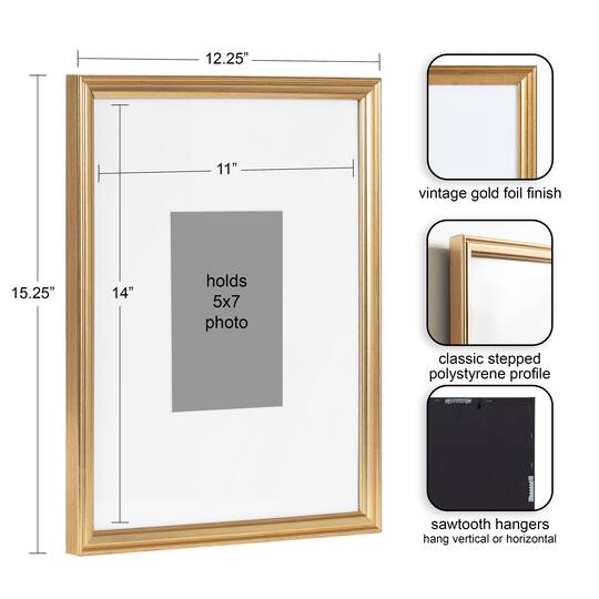 Kate and Laurel Adlynn 11" x 14" Photo Frames 5" x 7" with Mat, 3ct.